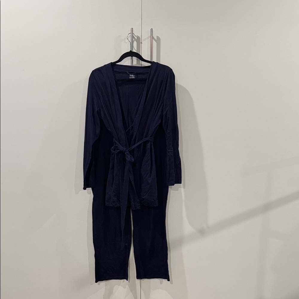 Women’s Maternity Navy Robe and Lounge Set - Lightweight Wrap